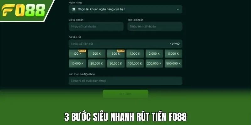 3 bước siêu nhanh rút tiền Fo88